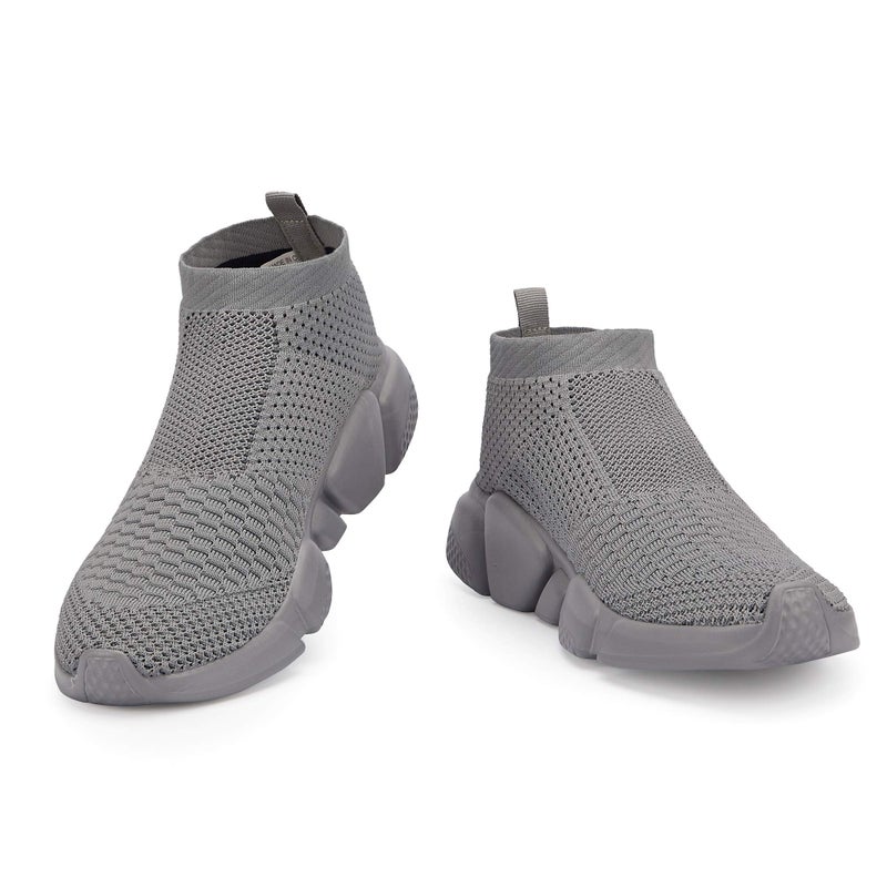 Casbeam Men's Running Knit Comfortable Lightweight Breathable Casual Sports Shoes Fashion Sneakers Slip-On Walking Shoes All Gray Size 10 - Image 2